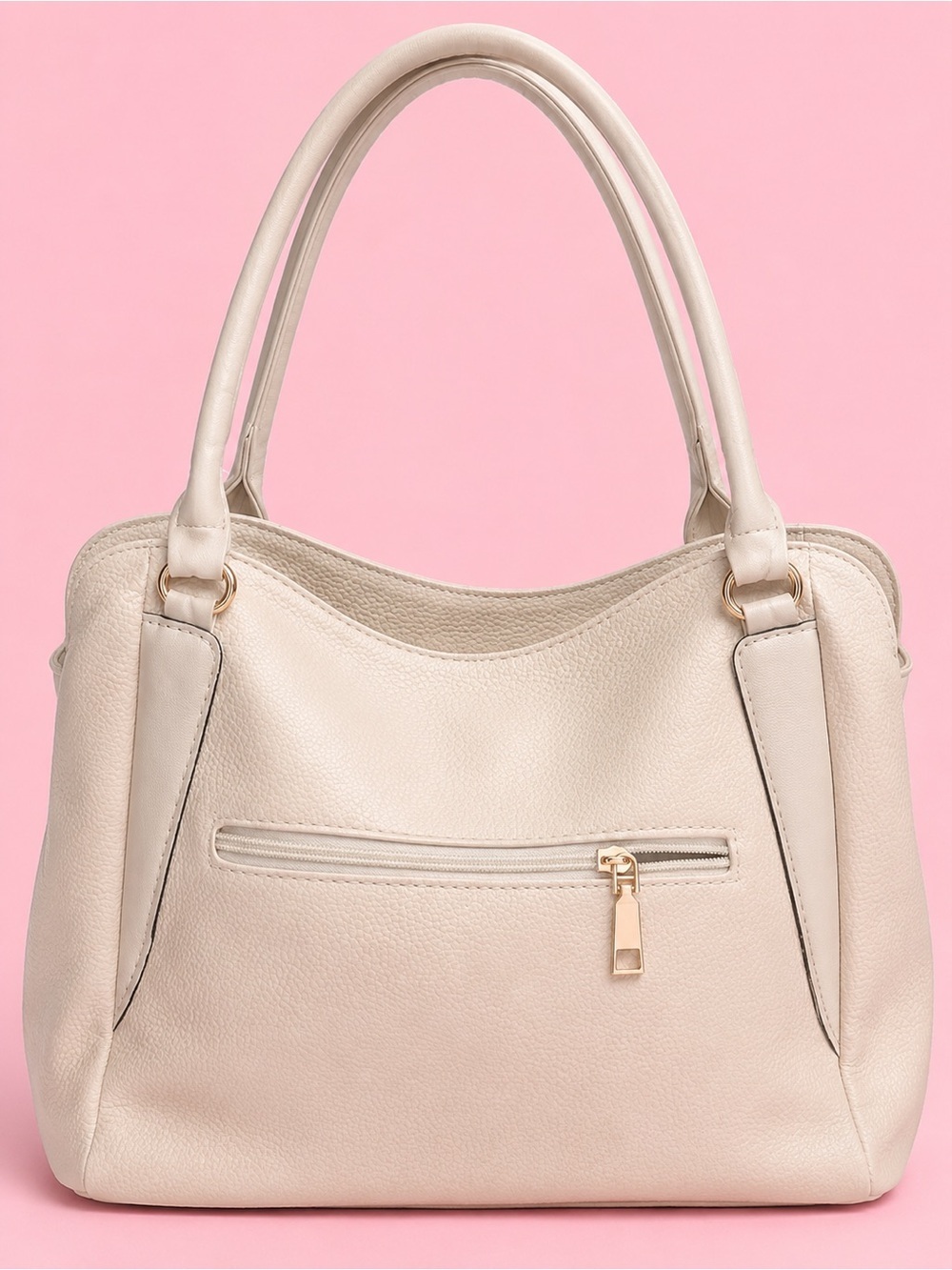 Vintage Cream Shoulder Bag with Gold Hardware
